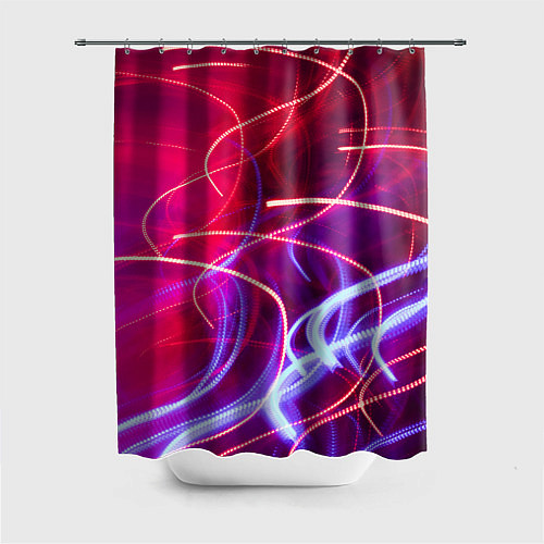 Шторка для ванной Неоновые линии и фонари - Красный / 3D-принт – фото 1