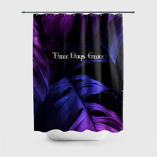 Шторка для ванной Three Days Grace Neon Monstera / 3D-принт – фото 1