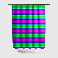 Шторка для душа Зеленый и фиолетовые яркие неоновые полосы striped, цвет: 3D-принт