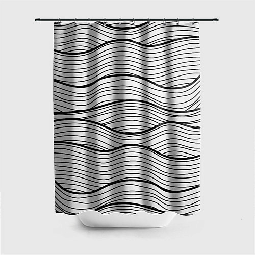 Шторка для ванной Линии Морских Волн / 3D-принт – фото 1