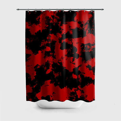Шторка для ванной Черно-красная абстракция / 3D-принт – фото 1