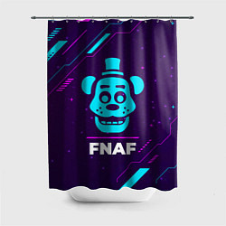 Шторка для душа Символ FNAF в неоновых цветах на темном фоне, цвет: 3D-принт