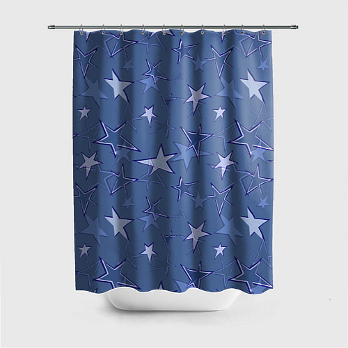Шторка для ванной Gray-Blue Star Pattern / 3D-принт – фото 1