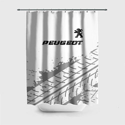 Шторка для душа Peugeot Speed на светлом фоне со следами шин, цвет: 3D-принт