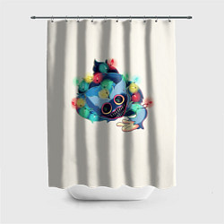 Шторка для душа Хагги Вагги с гирляндой, цвет: 3D-принт