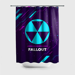 Шторка для ванной Символ Fallout в неоновых цветах на темном фоне
