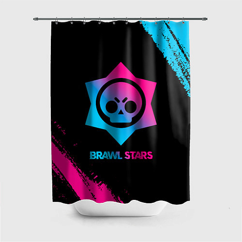 Шторка для ванной Brawl Stars Neon Gradient / 3D-принт – фото 1