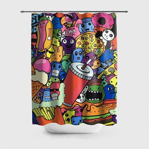 Шторка для ванной Fast food pattern Pop art Fashion trend / 3D-принт – фото 1