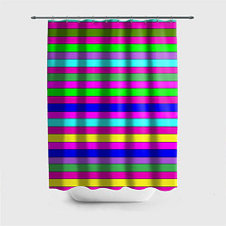 Шторка для душа Multicolored neon bright stripes, цвет: 3D-принт