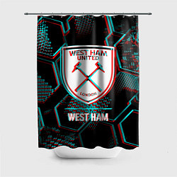 Шторка для душа West Ham FC в стиле Glitch на темном фоне, цвет: 3D-принт