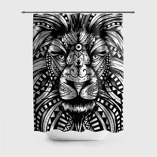 Шторка для ванной Черно белый Африканский Лев Black and White Lion / 3D-принт – фото 1