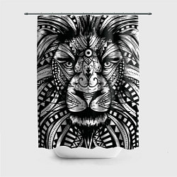 Шторка для душа Черно белый Африканский Лев Black and White Lion, цвет: 3D-принт
