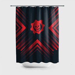 Шторка для ванной Красный Символ Gears of War на темном фоне со стре