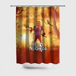 Шторка для ванной Hello Neighbor Привет сосед Сосед с лопатой