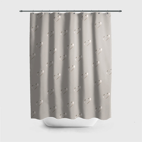 Шторка для ванной Серебряные сердечки на сером фоне / 3D-принт – фото 1