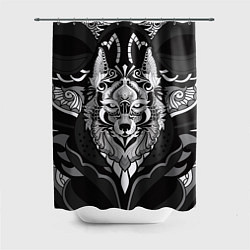 Шторка для ванной Черно-белый волк