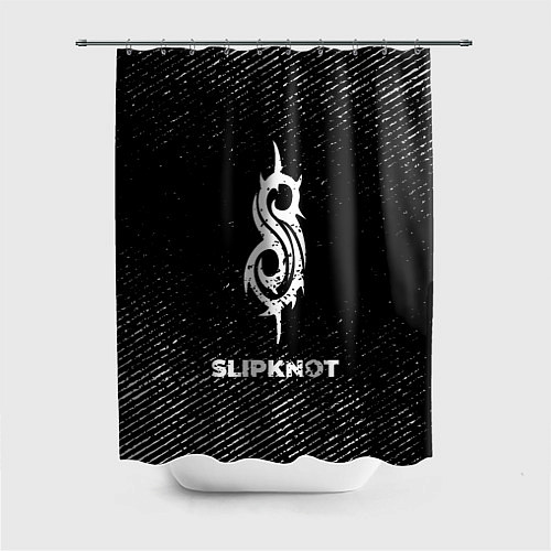 Шторка для ванной Slipknot с потертостями на темном фоне / 3D-принт – фото 1