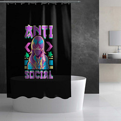Шторка для душа Anti Social Антисоциальный, цвет: 3D-принт — фото 2