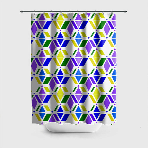Шторка для ванной Разноцветный неоновый геометрический узор / 3D-принт – фото 1