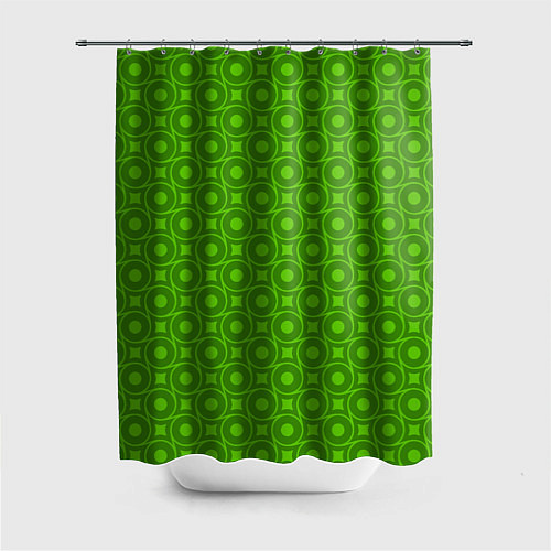 Шторка для ванной Зеленые круги и ромбы / 3D-принт – фото 1