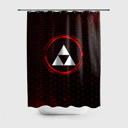 Шторка для душа Символ Zelda и краска вокруг на темном фоне, цвет: 3D-принт