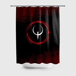 Шторка для ванной Символ Quake и краска вокруг на темном фоне