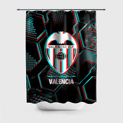 Шторка для душа Valencia FC в стиле glitch на темном фоне, цвет: 3D-принт