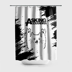 Шторка для душа Asking Alexandria рок кот на светлом фоне, цвет: 3D-принт