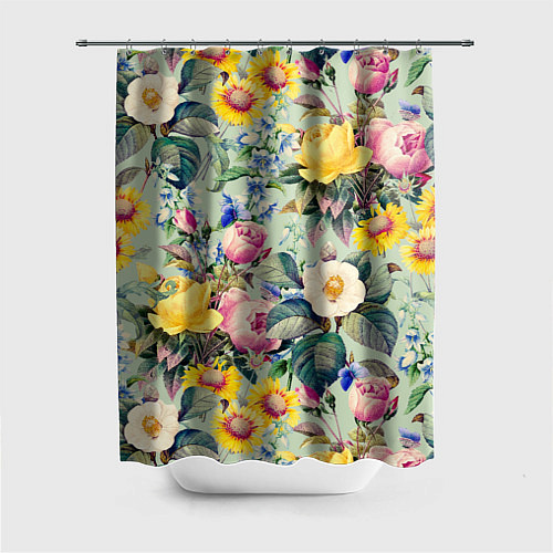 Шторка для ванной Солнечные Цветы / 3D-принт – фото 1