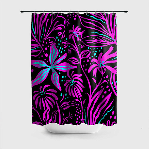 Шторка для ванной Purple flowers pattern / 3D-принт – фото 1