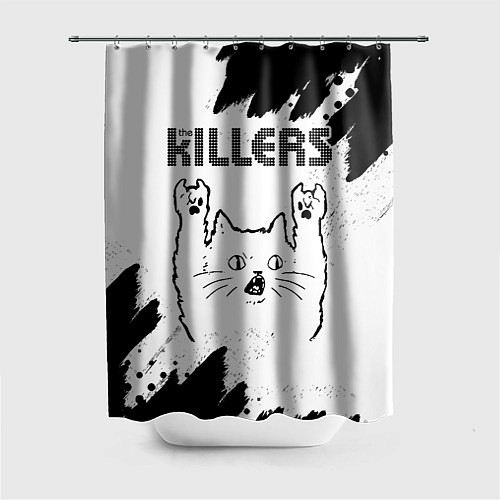 Шторка для ванной The Killers рок кот на светлом фоне / 3D-принт – фото 1