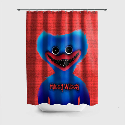 Шторка для ванной Хаги Ваги на красном фоне / 3D-принт – фото 1