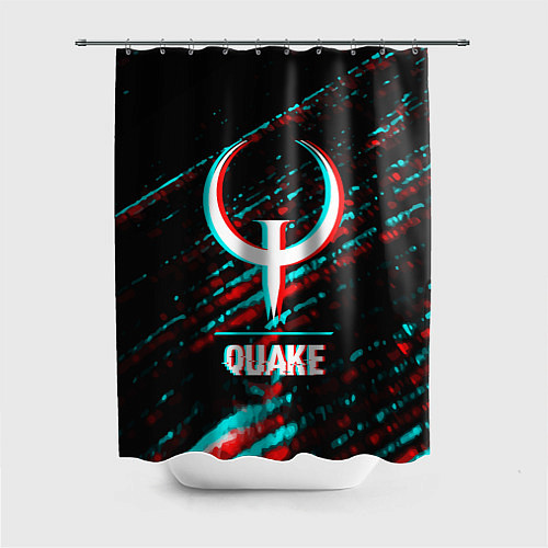 Шторка для ванной Quake в стиле glitch и баги графики на темном фоне / 3D-принт – фото 1