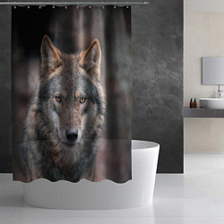 Шторка для душа Волк с грустными глазами, цвет: 3D-принт — фото 2