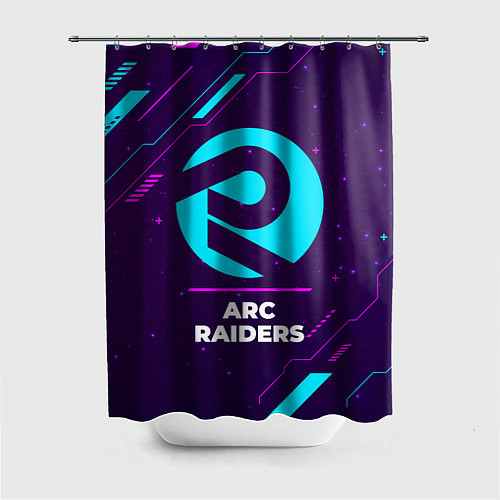 Шторка для ванной Символ ARC Raiders в неоновых цветах на темном фон / 3D-принт – фото 1