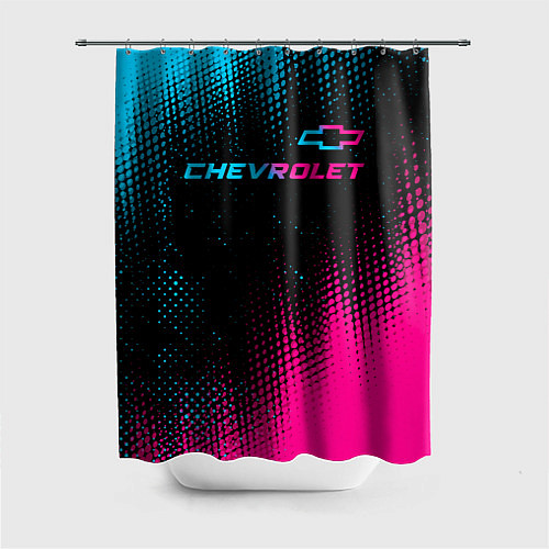 Шторка для ванной Chevrolet - neon gradient: символ сверху / 3D-принт – фото 1
