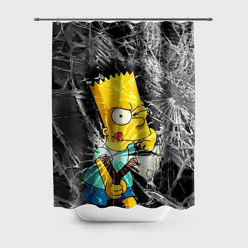 Шторка для ванной Барт Симпсон разбил из рогатки стекло / 3D-принт – фото 1