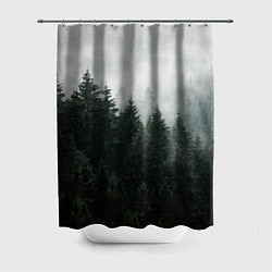 Шторка для душа Туманный хвойный лес, цвет: 3D-принт