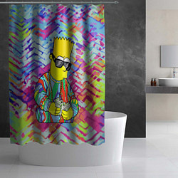 Шторка для душа Барт Симпсон в тёмных очках считает бабло, цвет: 3D-принт — фото 2
