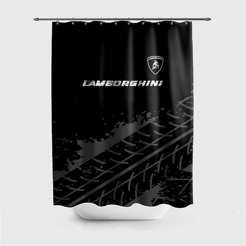 Шторка для ванной Lamborghini speed на темном фоне со следами шин: с / 3D-принт – фото 1