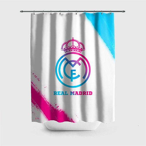 Шторка для ванной Real Madrid neon gradient style / 3D-принт – фото 1