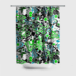 Шторка для ванной Зелено-голубой абстрактный узор