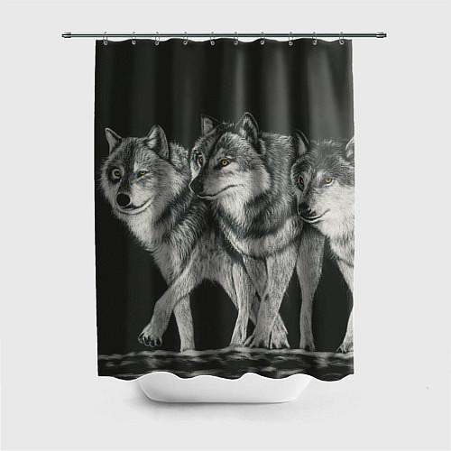 Шторка для ванной Три волка / 3D-принт – фото 1