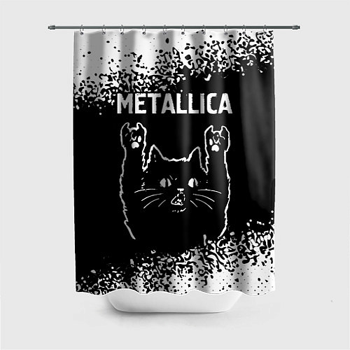 Шторка для ванной Группа Metallica и рок кот / 3D-принт – фото 1