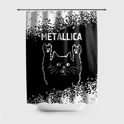 Шторка для ванной Группа Metallica и рок кот
