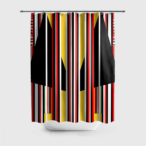 Шторка для ванной Геометрические цветные фигуры полосы geometry / 3D-принт – фото 1