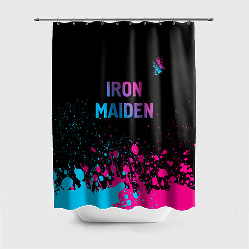 Шторка для ванной Iron Maiden - neon gradient: символ сверху / 3D-принт – фото 1