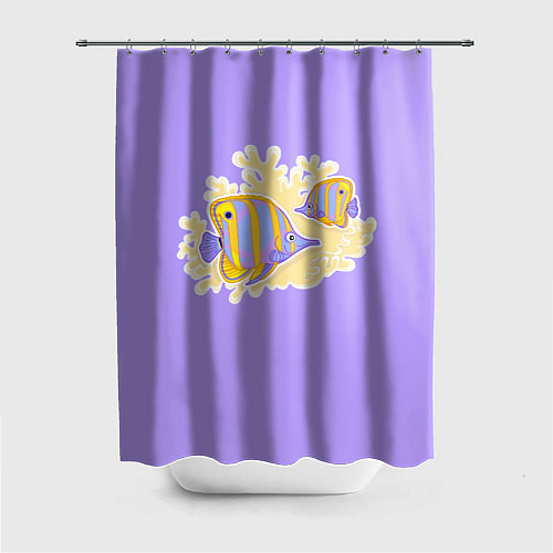 Шторка для ванной Экзотические рыбки Бабочка / 3D-принт – фото 1