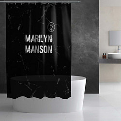 Шторка для душа Marilyn Manson glitch на темном фоне: символ сверх, цвет: 3D-принт — фото 2