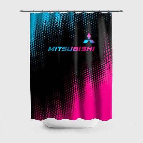 Шторка для ванной Mitsubishi - neon gradient: символ сверху / 3D-принт – фото 1
